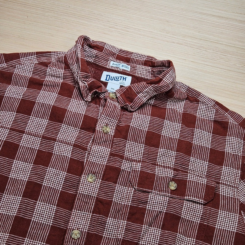 Duluth Trading Breathin Breezy Hemp Button Shirt Men 3XL Red Plaid Hemp Cotton